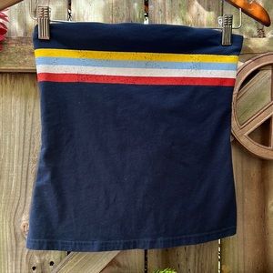 Blue distressed 70’s style Throwback Tube Top